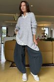 Made in Italy Big Softie Super Slant Knit Top Light Grey Marl